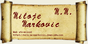 Miloje Marković vizit kartica